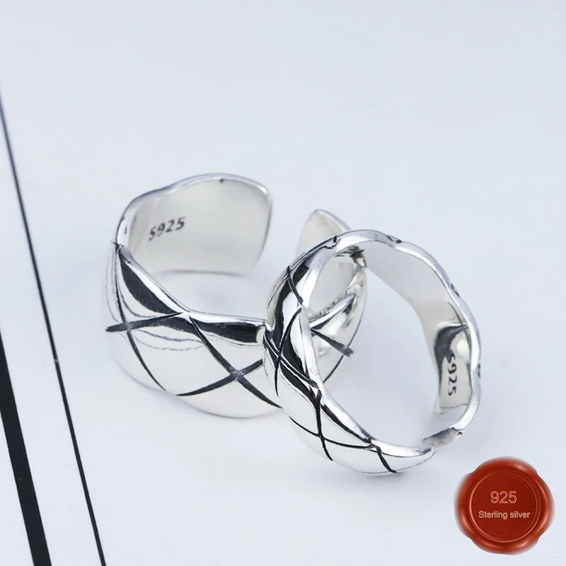 

925 sterling silver ring fashion personality style mesh shape couple jewelry net red Valentine's day gift jewelry 2019 new hot