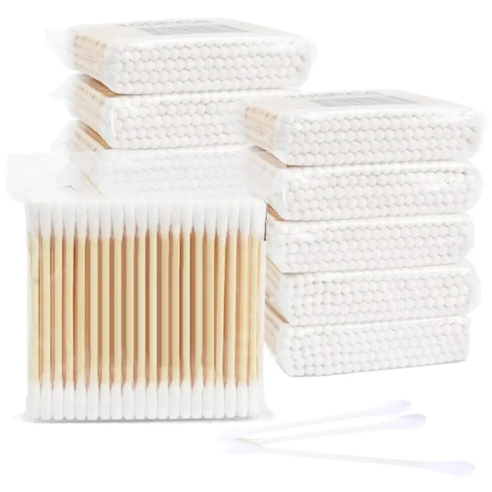 

Cotton Swabs Wooden Cotton Sticks,500(5 Packs),100% Cotton Double-Tipped Cotton Bud,Great for Makeup,Personal,Baby and Pet Care