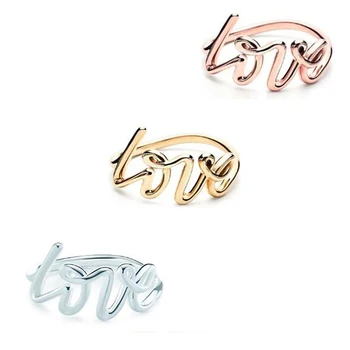 

S925 sterling silver European and American fashion TIF LOVE glossy ring ladies high-end jewelry free shipping