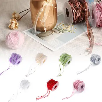 

10M Pearl String Beads Garland Handmade Ribbon For Wedding Christmas Party Decorations DIY Bow Craft Ribbons Card Gifts Wrapping