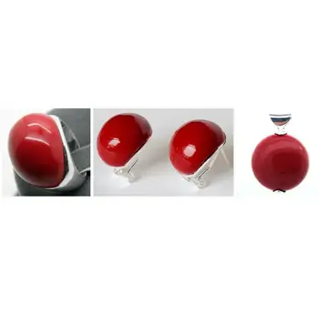 

Free Shipping Beautiful Red Carved Lacquer Marcasite 925 Sterling Silver Ring(#7-10) Earrings & Pandent jewelry sets