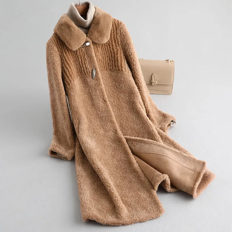 

Fur Real 2020 Coat Sheep Shearling Fur Jacket Winter Coat Women 100% Wool Coats Korean Long Jackets Manteau Femme MY4248 s s