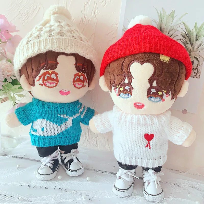 

20cm Plush Doll's Clothes Knitted hat animal whale sweater pants Accessories for Korea Kpop EXO Idol Dolls Clothing Fans Gift