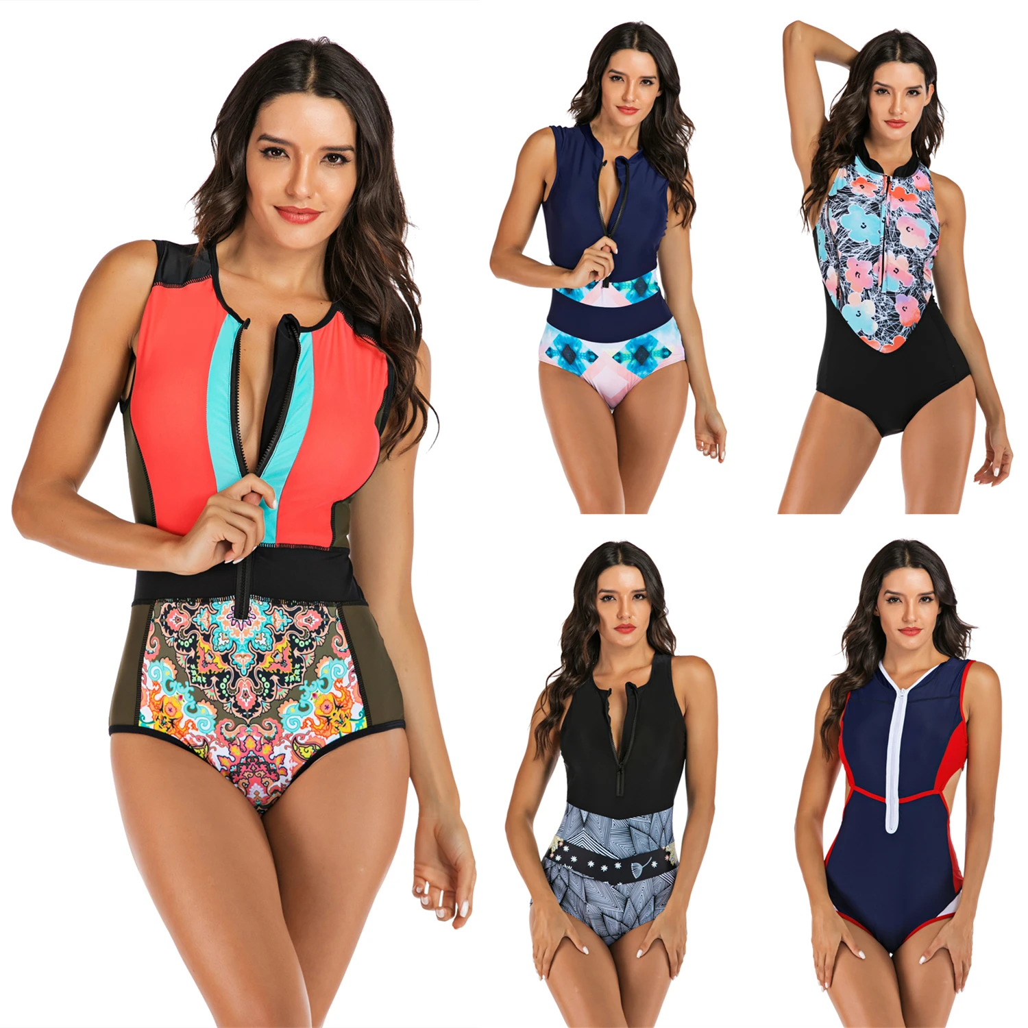 2020 сексуальный цельный купальник Rashguard женский без рукавов для серфинга