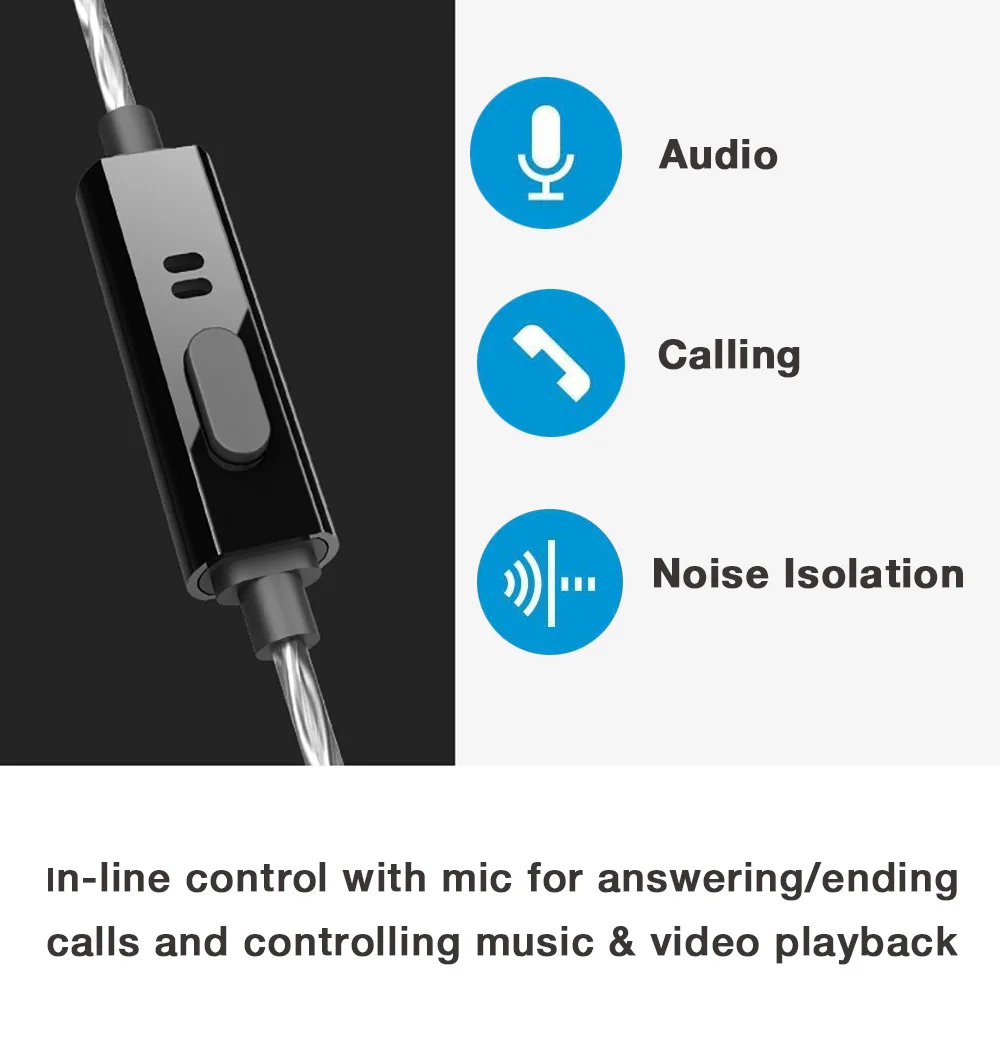 In-Ear Earphones with Mic Hifi Monitor Headset Dual Drivers Wired Music Sport Earbuds with Microphone 3.5mm