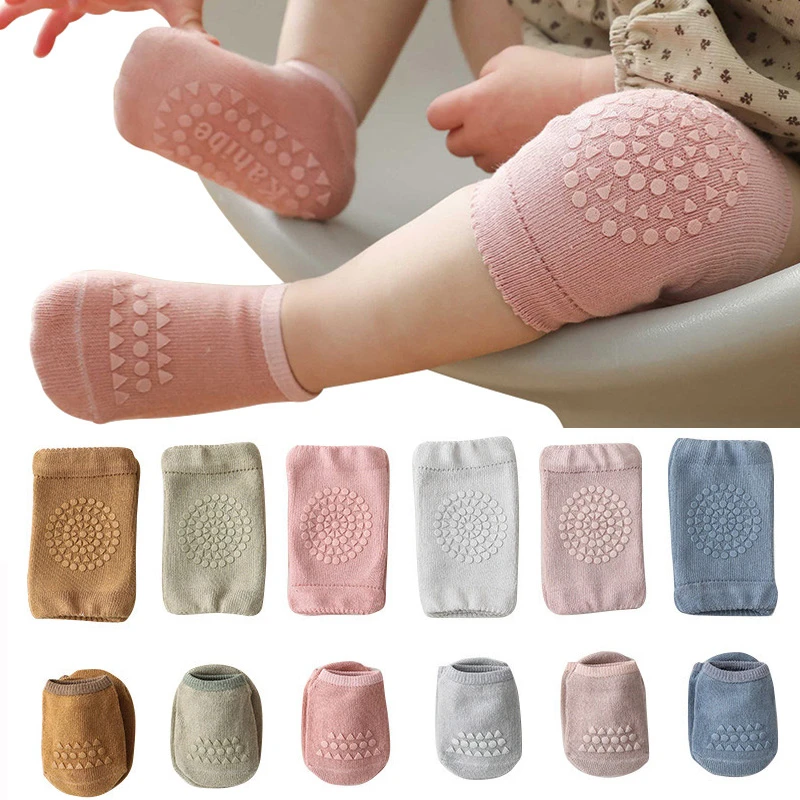 Conjunto de Calcetines antideslizantes bebé, rodilleras de Color rodilleras de seguridad para gatear, Protector de rodilla para y niñas, Verano|calentadores de piernas| - AliExpress