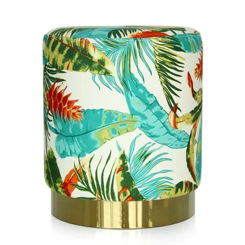 

Nordic wind flannel shoes stool round makeup stool light luxury shoes stool INS metal ring stool