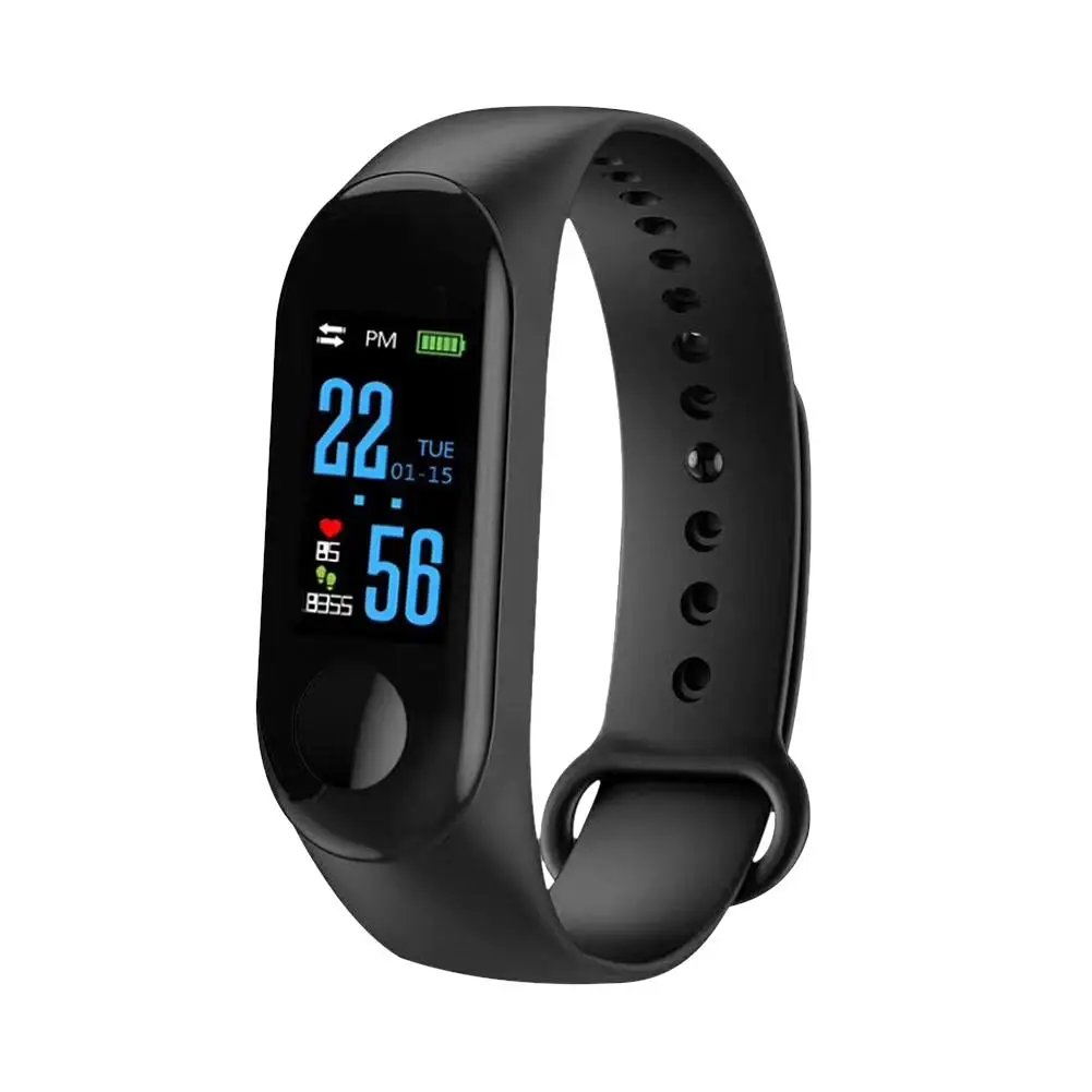 NEW M3 Color Screen Smart Bracelet Fitness Tracker Heart Rate Blood Pressure Monitor Waterproof Sports Wristband for Android iOS - Цвет: Black