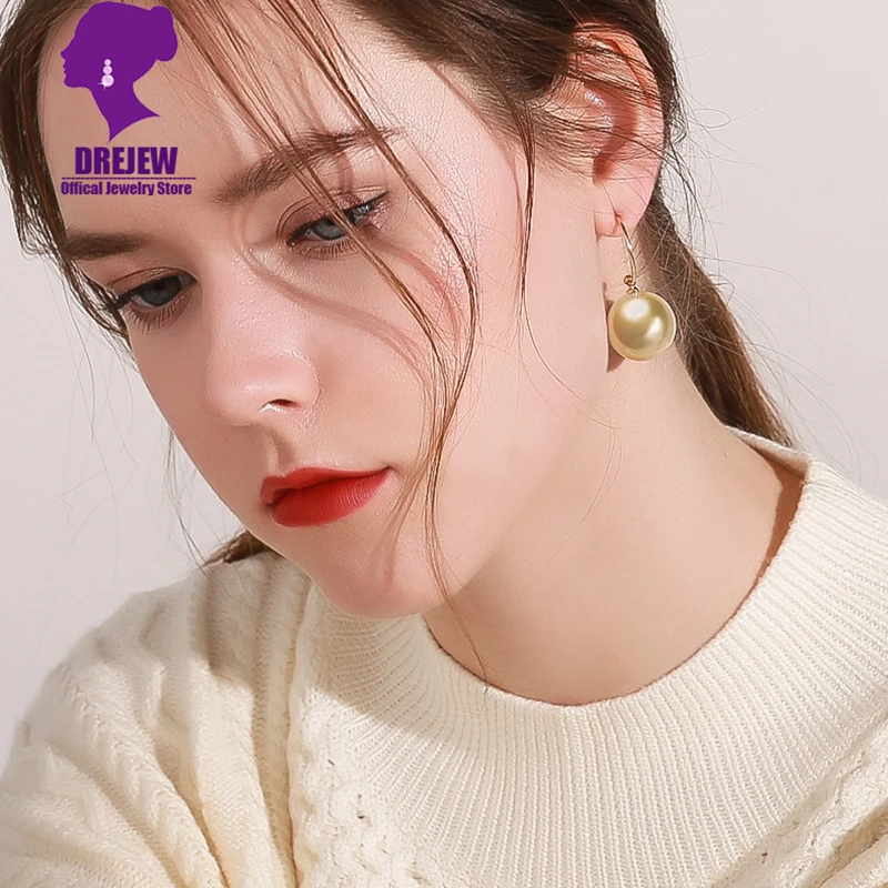 DREJEW, элегантные, красные, белые, золотые, круглые, с жемчугом, массивные серьги, сплав, для повседневной носки, модные серьги-гвоздики для женщин, свадебные ювелирные изделия