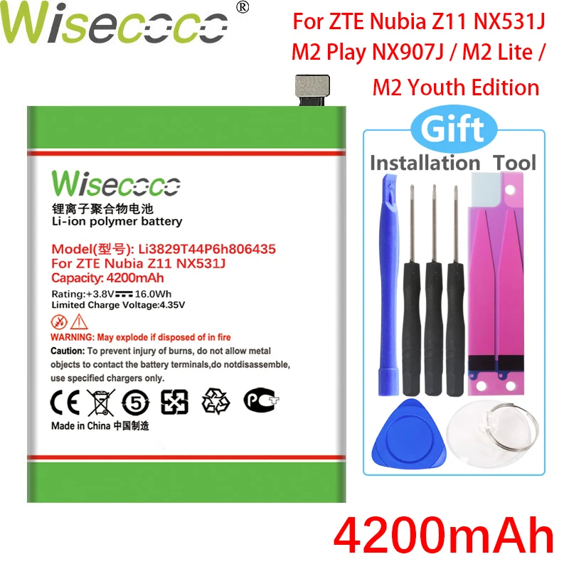 WISECOCO 4200 мАч Li3829T44P6h806435 батарея для ZTE Nubia Z11 NX531J телефон в наличии высокого