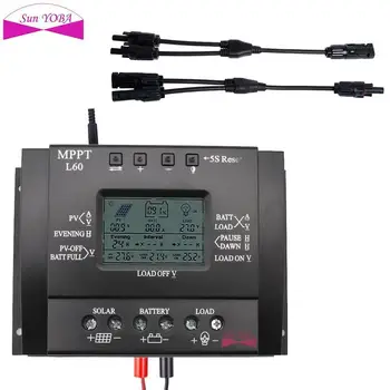 

12V/24V LCD USB Solar Panel Regulator Charge Controller+ Connector 60A