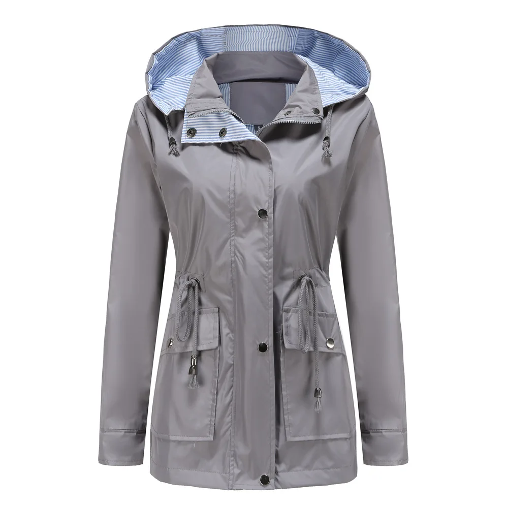 Autumn Winter Women Hooded Windbreaker Hiking Jacket Outdoor