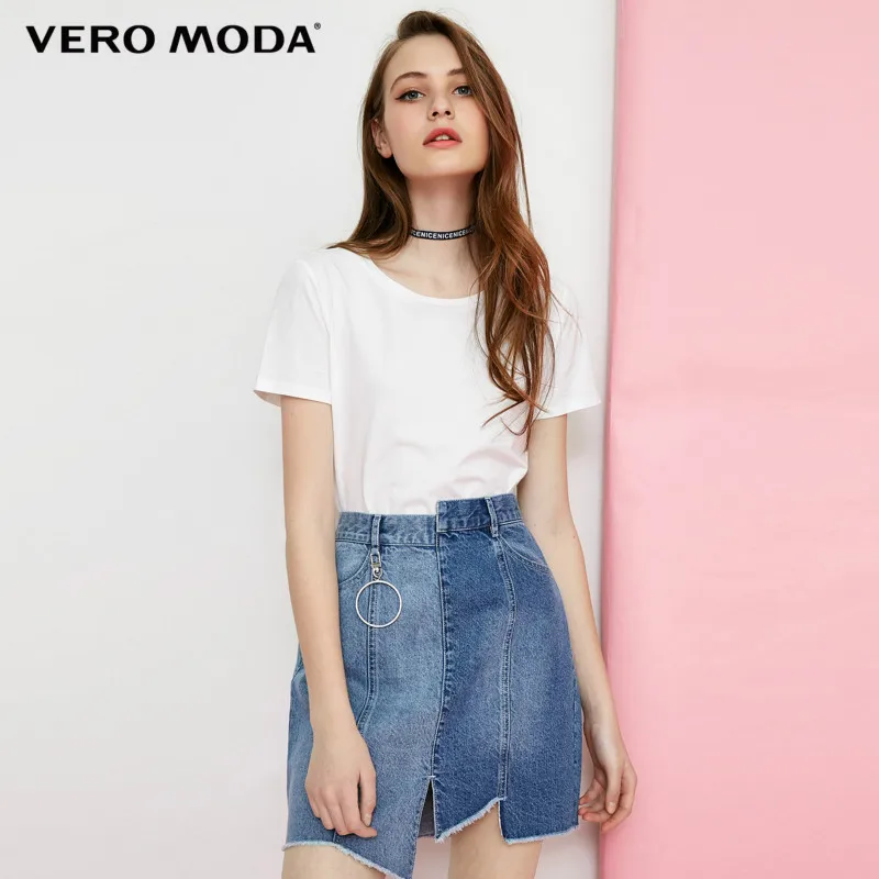 Snow White Vero Moda футболка женская Женский Круглый вырез многоцветный Базовый стиль минималистский Футболка Топ | 318101551 - Цвет: Snow White
