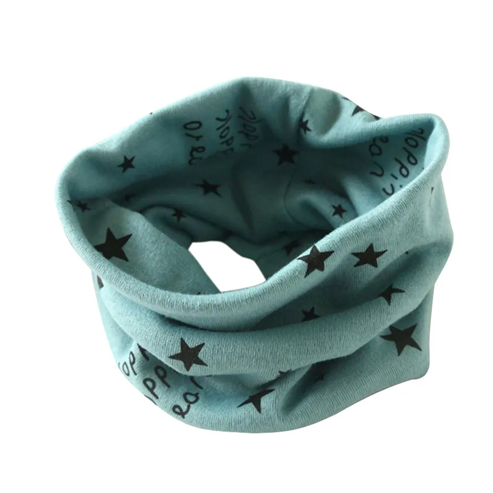 Детский шарф, Модный осенне-зимний воротник детский шарф, шейные шарфы с круглым кольцом, шарф с принтом счастливой звезды для детей,# L5 - Цвет: Green