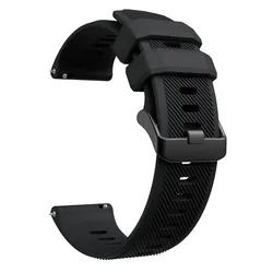 Silicone Quick Release Sport Strap - Smartwatch Bracelet Accessory Wristband - Forerunner 745 (Black)