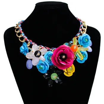 

Kpop Hyperbole Big Name Summer Fashion Flower Short Necklaces Women Fashion Dress Neck Accessories 2020 Boho Elegant Chokers