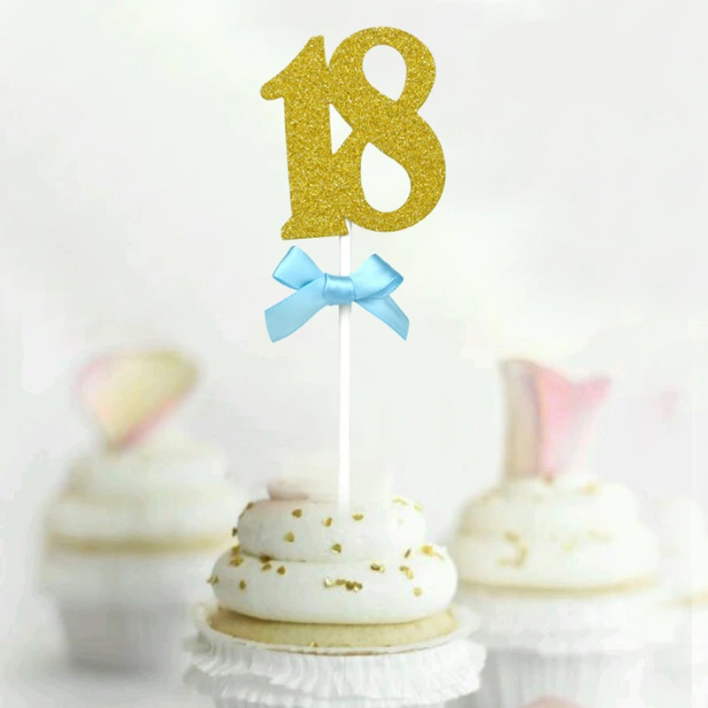 Decoration De Cupcake A Paillettes Dorees Pour Anniversaire 18 Decorations De Gateaux Pour Fete De 18 Ans Aliexpress Maison Animalerie
