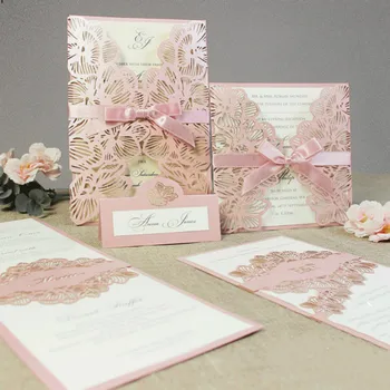 

2019 Elegant Wedding Invitations Hollow Out Laser Cut Inviting Cards Customizable Greeting Cards Event Party Wedding Decoration