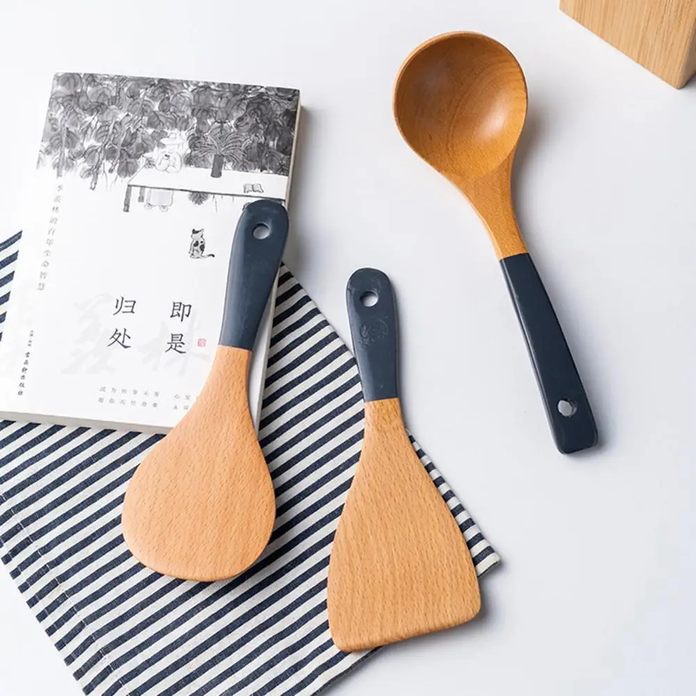 Wooden Kitchen Utensils Long Handle Cooking Spatula Soup Spoon Wood Cooking Shovel Cookware for Home Kitchen
