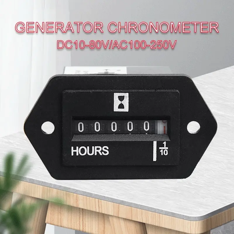 

DC10-80V/AC100-250V Hour Meter For Lawn Mower Electric Generator Excavator Bulldozer Industrial Timer-1#