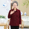 Old-age Autumn Female Tops 60-70 Years Old Mother Blouse Long Sleeve Printed Shirt Grandmother Spring Coat Cardigan Blouse 1485 3