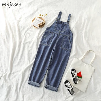 

Women Jumpsuit Denim Pocket Vintage Korean Fashion Womens Jumpsuits Full Length Hot Sale Females All Match Harajuku Loose Casual