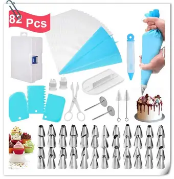 

82pcs DIY Cake Rotating Kit Cake Decorating Equipment Turntable Icing Nozzles Tool Flower Cake Decorating Tip Sets Bakeware Tool