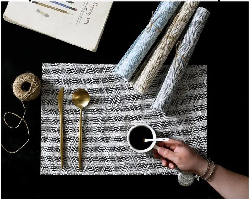 PVC Placemat Geometric Non-slip Pads Dinner Table Mat Mug Coffee Plate Cup Coaster Kitchen Table Decoration Accessories
