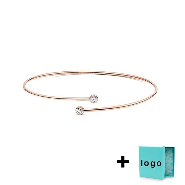 SL TFB Rllen Original 925 Sterling Silver New Classic Single Diamond Rose Gold Bracelet with Original Logo Jewelry Wholesale