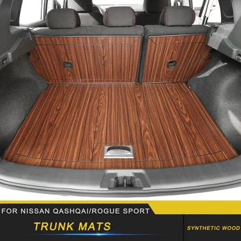 

For Nissan Qashqai Rogue Sport 2013-2019 Car Accessories Trunk Mats Cargo Liner Set Synthetic Wood Tray Wooden Pad Boot Carpets