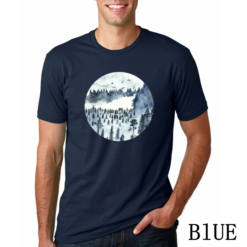 BLUEds4944 Лесной дух Принцесса Мононоке футболка Homme Guy мужские футболки хлопок Crewneck большой размер короткий рукав мужские рубашки - Цвет: BLUEds4944