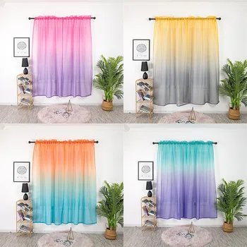 

2020 New Colorful Gradient Tulle Curtains for Living Room Window Screening Korean Sheer Voile Drapes for Girls Bedroom ZH041D3