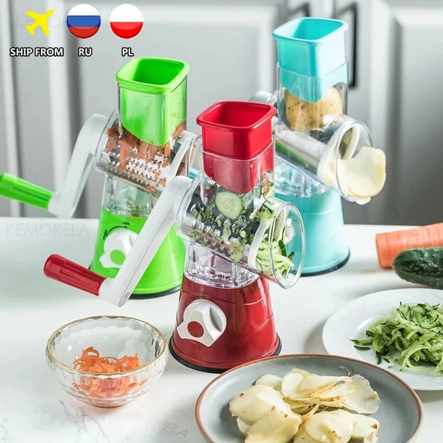 Rotary Cheese Grater, with 5 Stainless Steel Blade Manual Drum Grater Multifunctional Food Shredder Drum Grater Round Mandoline Hand Crank Salad