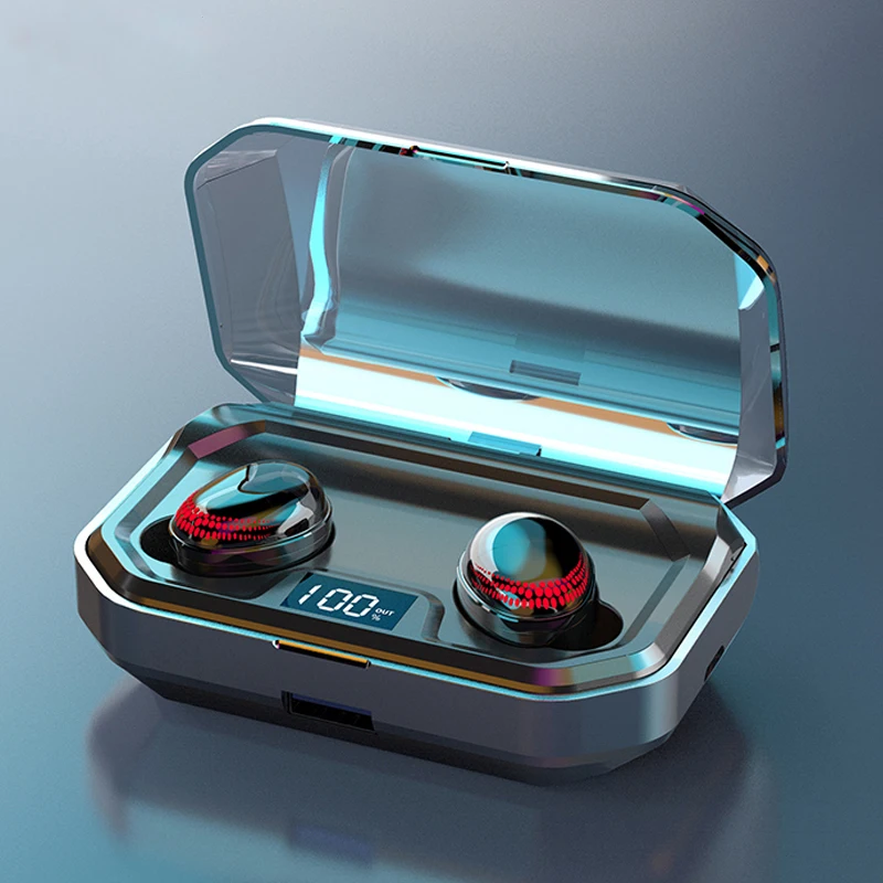 

True Wireless Earbuds TWS Wireless Bluetooth Earphones Headsets 3000mAh Charging Case Fingerprint Touch Waterproof Earphones