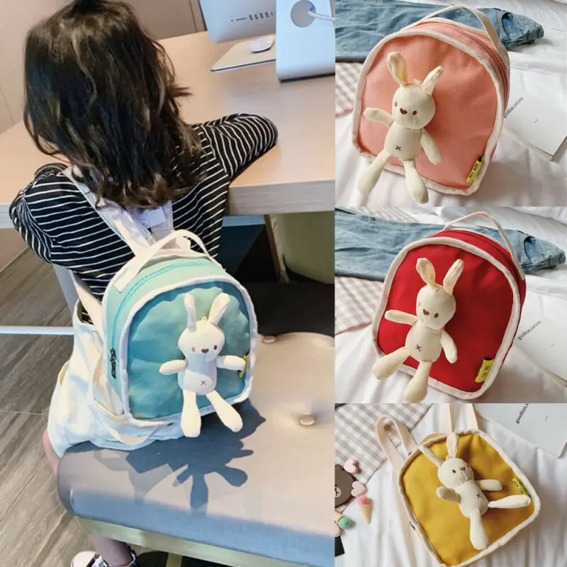 PUDCOCO Детский рюкзак с кроликом из мультфильма, Сумка с животными для детей, для девочек и мальчиков, мягкая школьная сумка