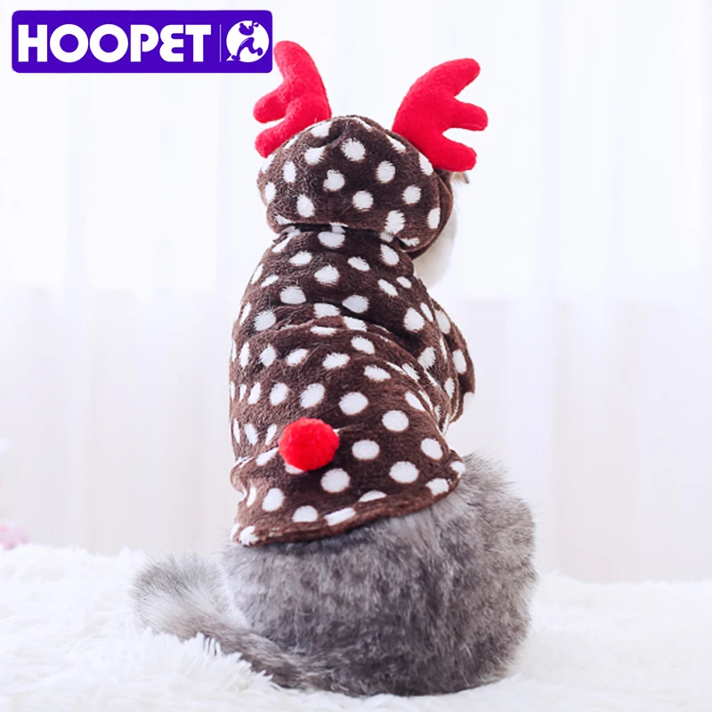

HOOPET Pet Clothes Dog Cat Coat Warm Hoodies Polka Dot Elk Flannel Pajamas For Puppy Costumes Animal Protection Against Cold