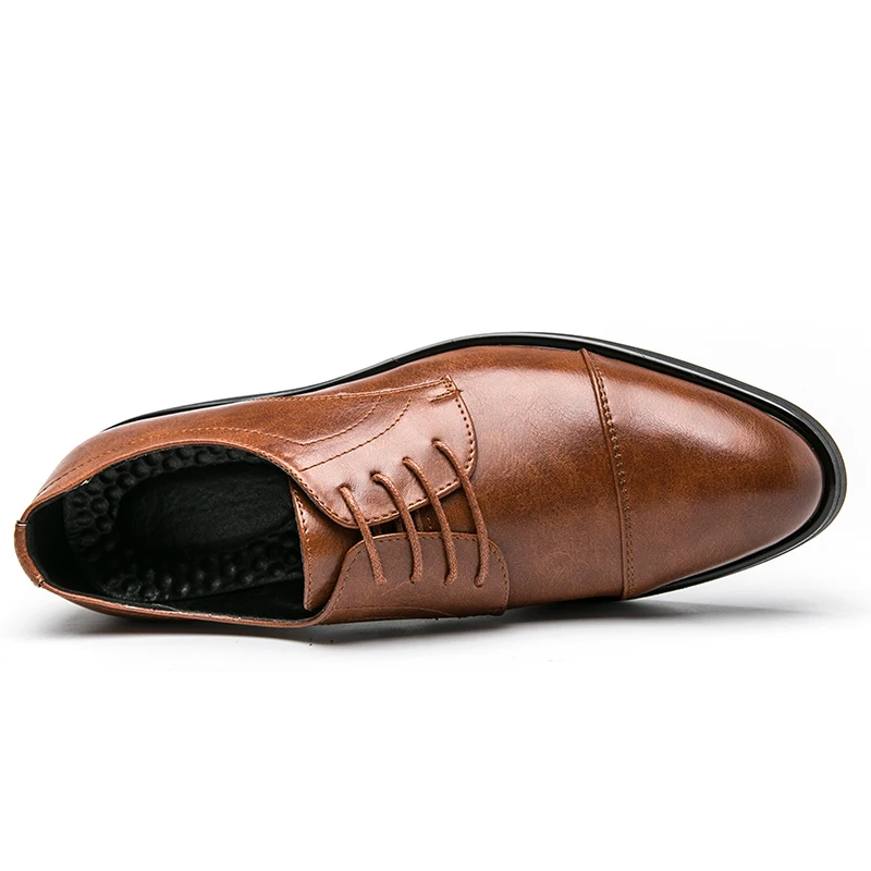 Genuine Leather Formal Men Shoes Lace Up Men Loafers Office Oxford Dress Shoes Wedding Zapatos Hombre Plus Size 38-48