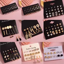 Fashion Women's Earrings Set Pearl Stud Earrings For Women New Bohemian 2020 Geometric Small Crystal Heart Earrings Punk Jewelry(China)