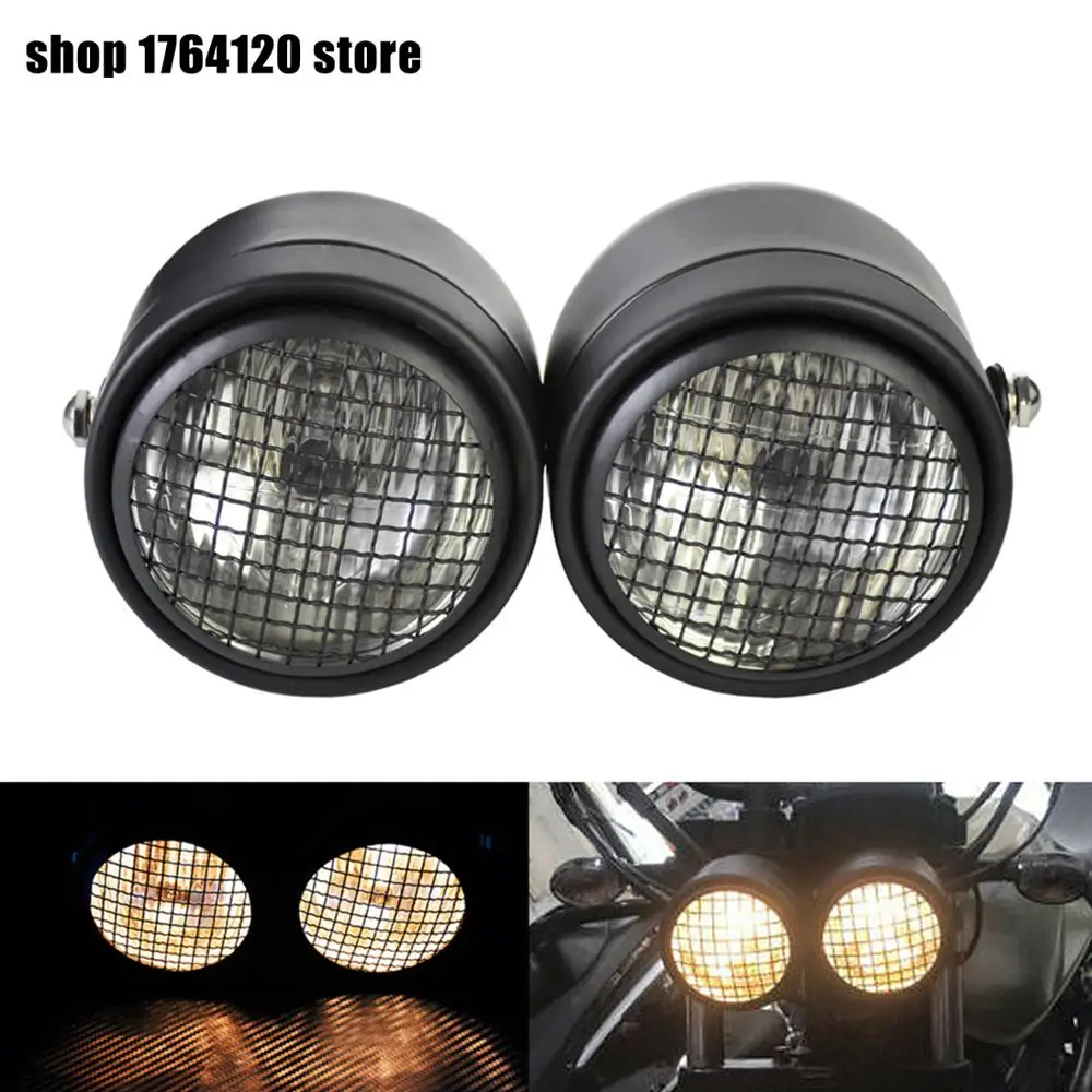 Motorcycle Dominator Grill Twins Dual Headlight 