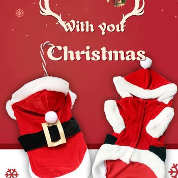 

New Santa Pet Dog Costume Christmas Clothes For Small Dogs Winter Dog Hooded Coat Jackets Puppy Cat Clothing Outfit Dropshipping