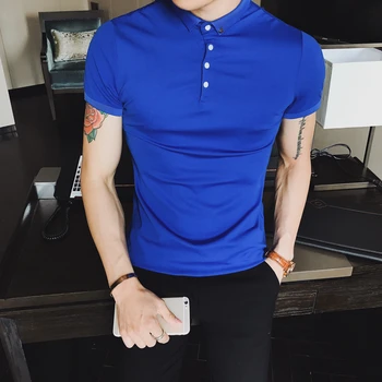 

Solid Color Short Sleeve Slim Breathable Polos Para Hombre Mens Polos Shirts Male Tops 3XL Polo Homme 2020 Man Polo Shirts
