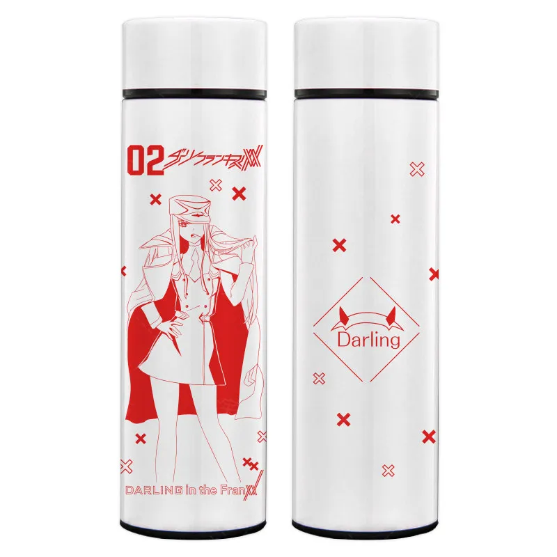 Аниме DARLING in the FRANXX Zero Two 02 термос чашка из нержавеющей стали Вакуумная чашка бутылка для воды подарок - Цвет: Белый