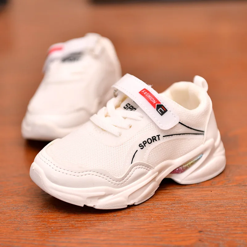 

Boys' Sports Shoes 2020 Spring Summer New Medium-sized Children's Mesh Breathable Girls Casual Children's Non-slip White Shoes