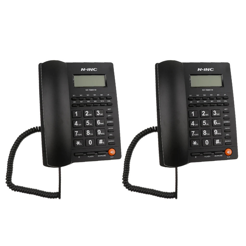 2Piece Corded Phone Landline Telephone with Speaker, Caller ID,Redial Callback Black
