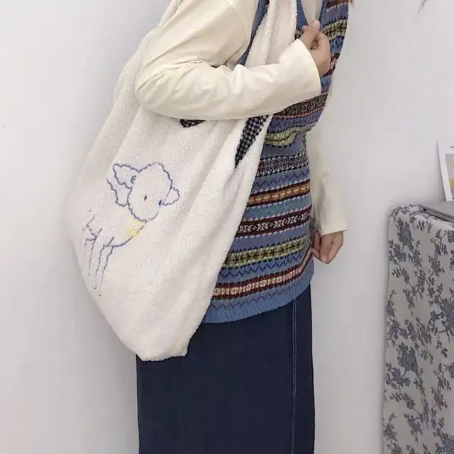 Buy OnlineGOPLUS Women's Bag Lamb Fabric Shoulder Bag Cartoon Handbag Tote Large Capacity Sheep Shopper Bags Cute Bag For Girls New Design.