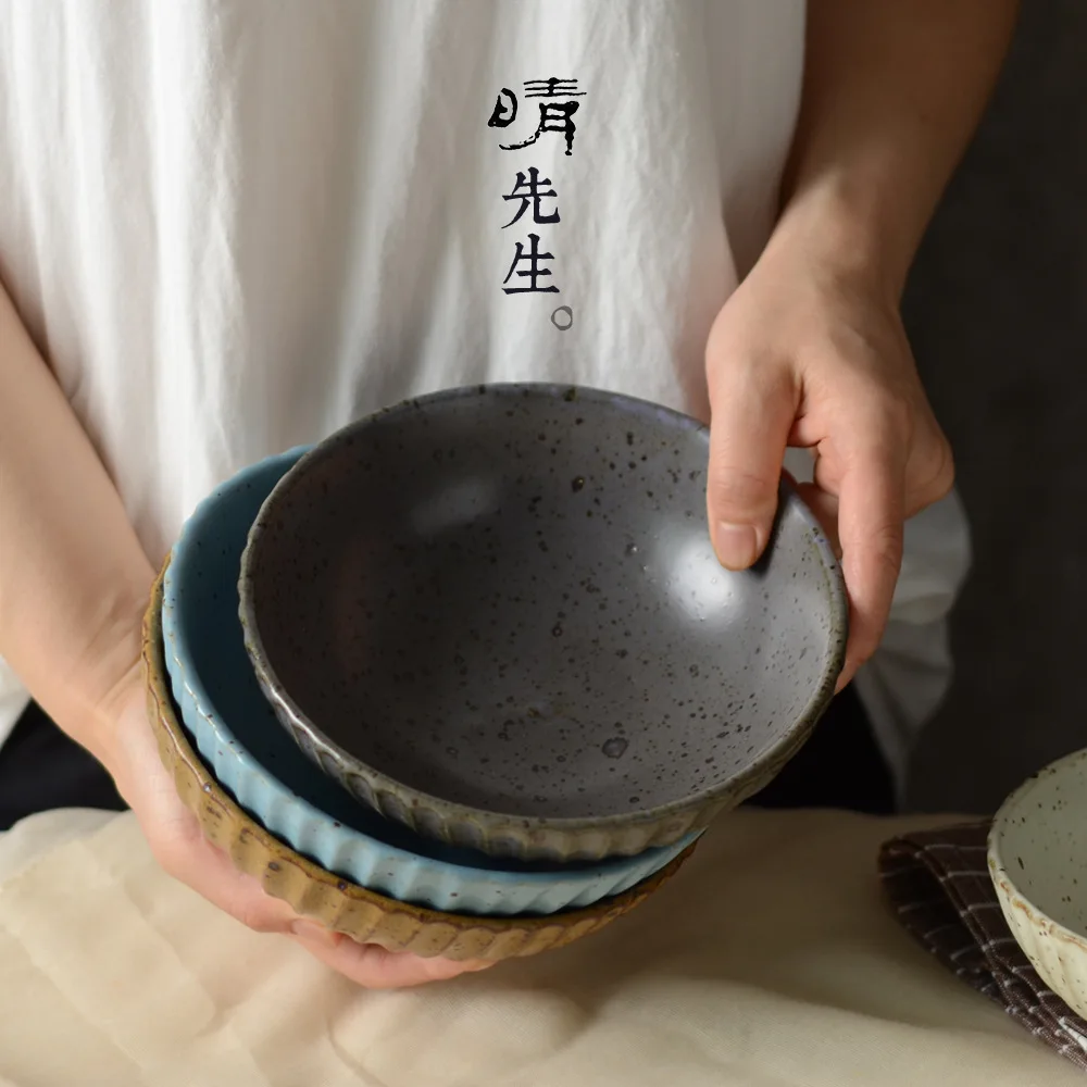 

Rome Manual Coarse Pottery Will Capacity Noodles In Soup Bowl Rice Rice Bowl Household High Foot Bowl Thickening Earth Bowl Can