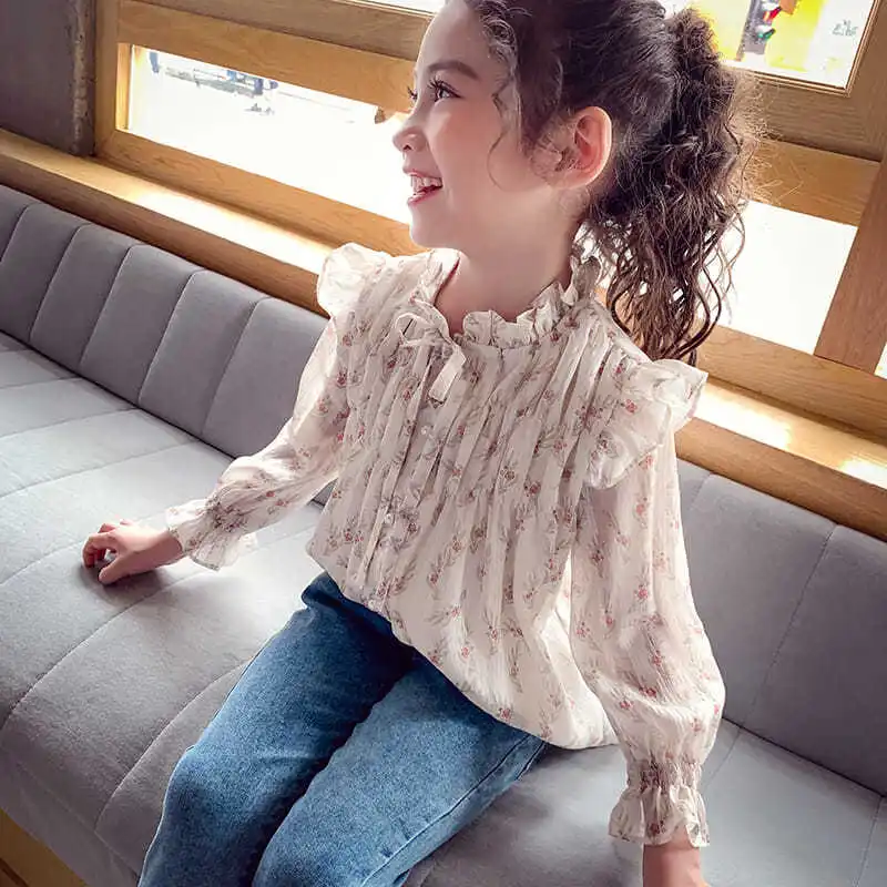 2020 New Spring Baby Girls Korean Style Shirts Child Floral Print Casual Blouses Kids Cute Long Sleeve Tops Children Clothes T04 | Детская