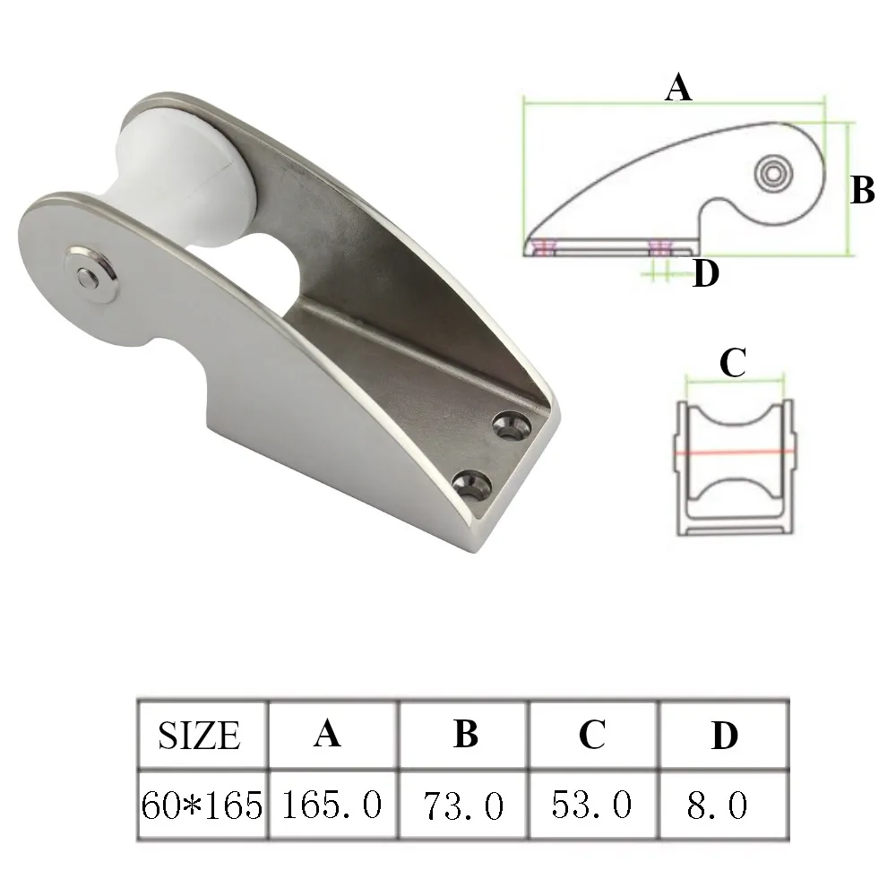 50*165 мм нержавеющая твердая литая Лодка лук ролик из нержавеющей стали 316 морская фурнитура Mirro отделка лодка/док лодка аксессуары
