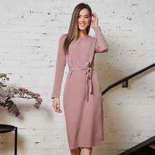 

Simple Straight Long Sleeves Evening Dress For Woman Mono Cocktail Party With Sashes Zipper Back Plus Size Robe De Soriee Femme