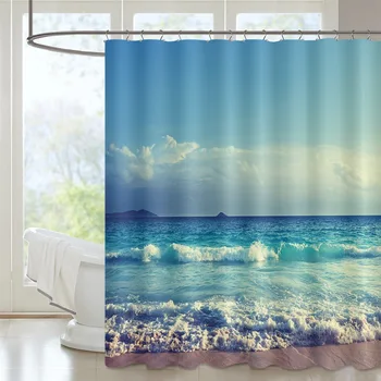 

2020 Marine Shower Curtain Polyester Waterproof Bathroom